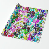 Zeer gekleurde abstracte vormen die drijven in mel cadeaupapier (Uitgerold)