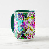 Zeer gekleurde abstracte vormen die drijven in mel mok (Voorkant links)