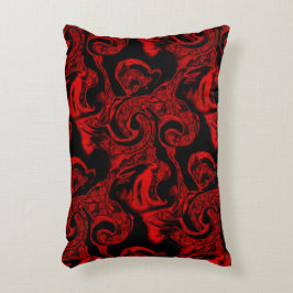 Zeer gekleurde rode spiraaldelen op zwarte achterg accent kussen