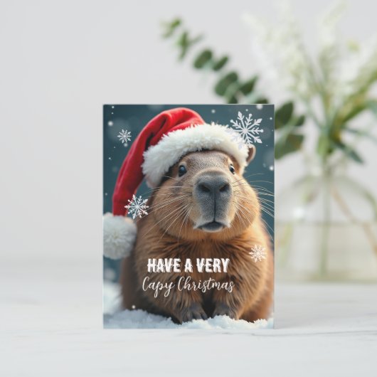 Zeer gelukkige Kerstmis Capybara Kerstmis Feestdagenkaart (Staand voorkant)