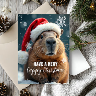 Zeer gelukkige Kerstmis Capybara Kerstmis Kaart