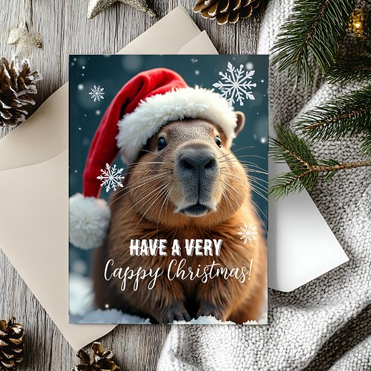 Zeer gelukkige Kerstmis Capybara Kerstmis Kaart