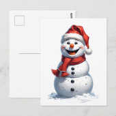 Zeer gelukkige sneeuwman met kerstmuts briefkaart (Voorkant / Achterkant)
