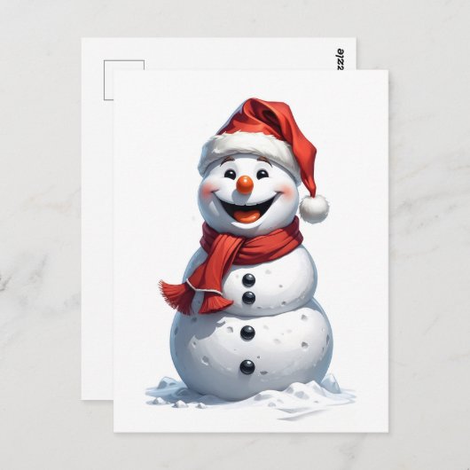 Zeer gelukkige sneeuwman met kerstmuts briefkaart (Voorkant / Achterkant)