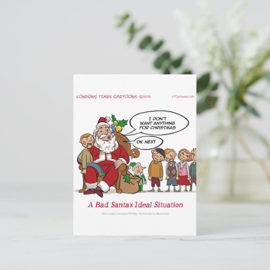Zeer gemiddelde 'Santa Ideal'-situatie Funny Feestdagenkaart (Staand voorkant)
