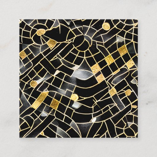 Zeer gepolijst zwart obsidiaan en granaat G Vierkante Visitekaartje (Voorkant)