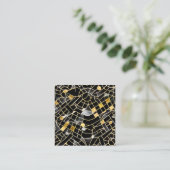 Zeer gepolijst zwart obsidiaan en granaat G Vierkante Visitekaartje (Staand voorkant)