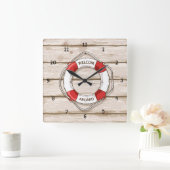 Zeer gesimuleerde houten plaat met levensredmiddel vierkante klok (Huis)