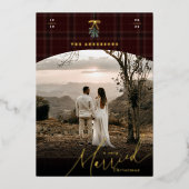 Zeer getrouwde Pas getrouwd Kerstfoto Goud Folie Feestdagenkaart (Voorkant)