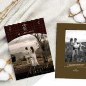 Zeer getrouwde Pas getrouwd Kerstfoto Goud Folie Feestdagenkaart