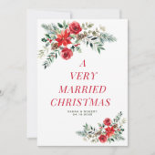 Zeer getrouwde vakantie bloemenbruiloft aankondigi kaart (Voorkant)