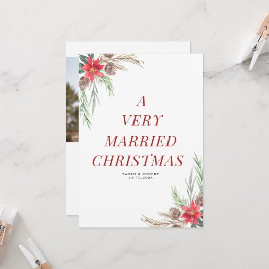 Zeer getrouwde vakantie bruiloft aankondiging (Voorkant / Achterkant in situ)