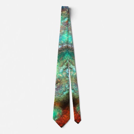 Zeer gevlekte abstracte textuur in groene rode tin stropdas (Voorkant)