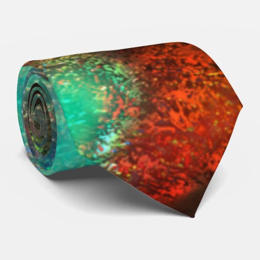 Zeer gevlekte abstracte textuur in groene rode tin stropdas (Opgerold)