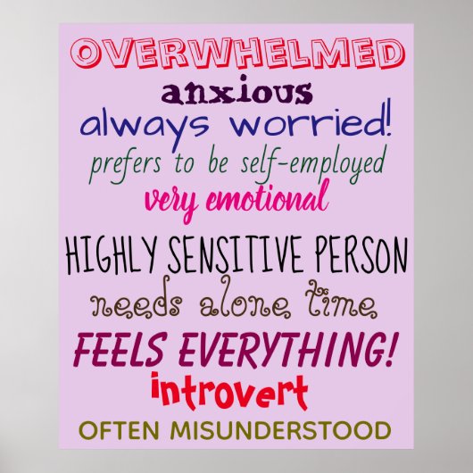 ZEER GEVOELIGE PERSOON past woordontwerp Poster (Voorkant)