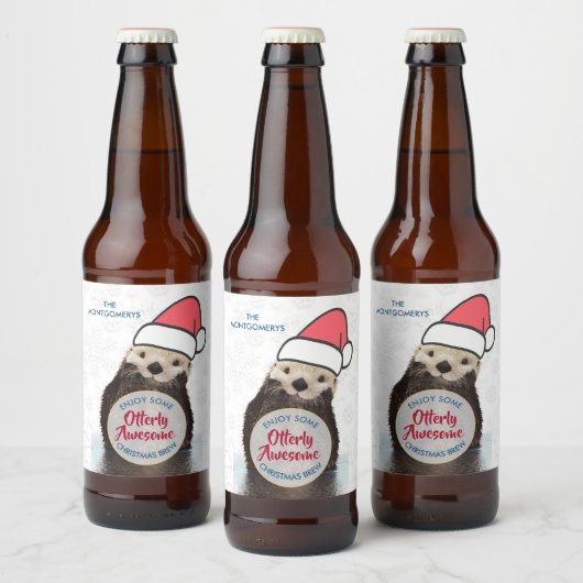 Zeer Geweldige Kerstbrouwsel Otter Funny Pun Bier Etiket (Flessen)
