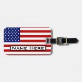 Zeer goed - Amerikaanse vlag met Jouw naam - monog Bagagelabel (Voorkant horizontaal)