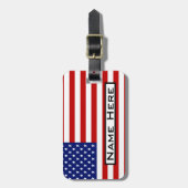 Zeer goed - Amerikaanse vlag met Jouw naam - monog Bagagelabel (Voorkant verticaal)