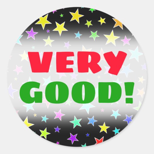 "ZEER GOED!" + Leuke, kleurrijke Sterren Pattern S Ronde Sticker (Voorkant)