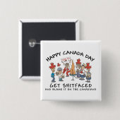 Zeer grappige Happy Canada Day Vierkante Button 5,1 Cm (Voorkant /achterkant)