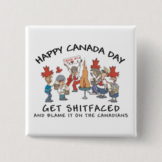 Zeer grappige Happy Canada Day Vierkante Button 5,1 Cm
