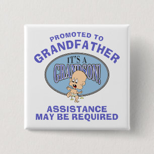 Zeer grappige New Grandson New Grandfather Vierkante Button 5,1 Cm