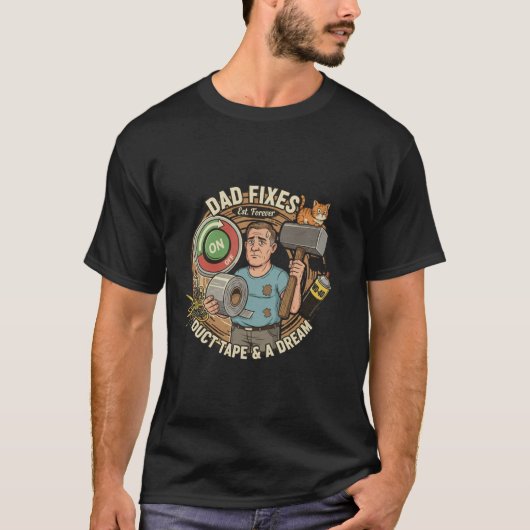 Zeer Grappige "Papa Repareert" Lijst T-shirt (Voorkant)