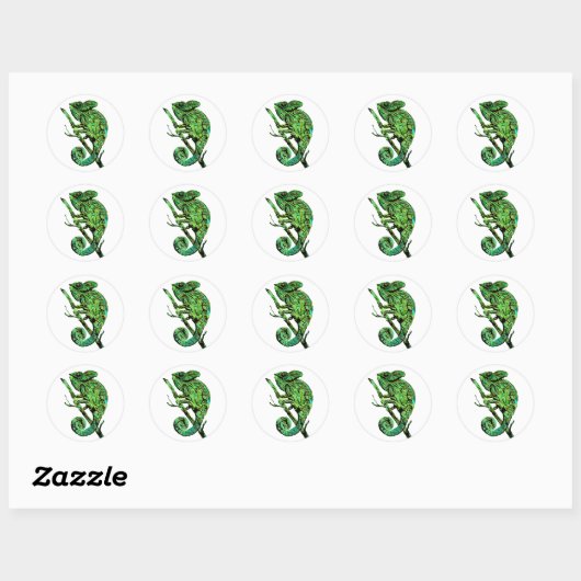 Zeer groene Chamaleon Ronde Sticker (Vel)
