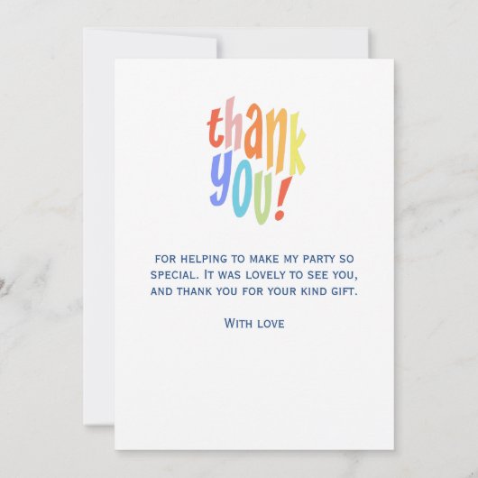 Zeer groot dank u kleurrijke partij dank u kaart (Achterkant)