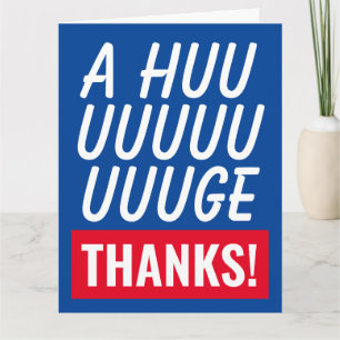 Zeer grote overdreven vetgedrukte typografie dank bedankkaart