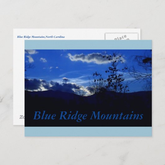 Zeer het Briefkaart van Blue Ridge Mountains (Voorkant / Achterkant)