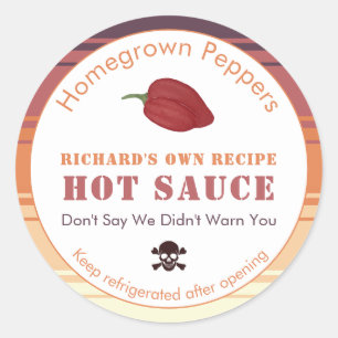 Zeer hete Schedel en Kruisbeenderen Hot Sauce Labe Ronde Sticker