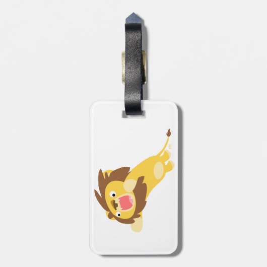 Zeer Hongaars Cute Cartoon Lion Bagagelabel (Achterkant verticaal)