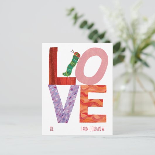 Zeer Hongerig Caterpillar | LIEFDE Feestdagenkaart (Staand voorkant)