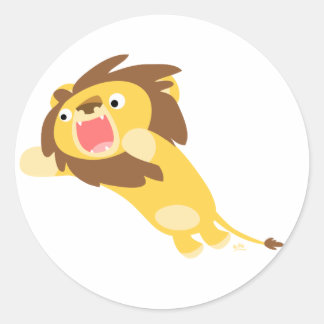 Zeer hongerige Cartoon Leeuw rond sticker