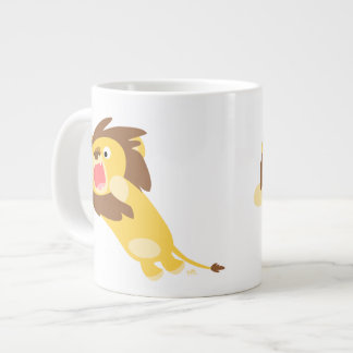 Zeer hongerige Cartoon Lion Jumbo Mok