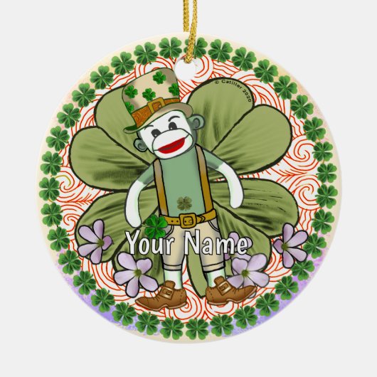 Zeer Ierse Sock Monkey Keramisch Ornament (Voorkant)