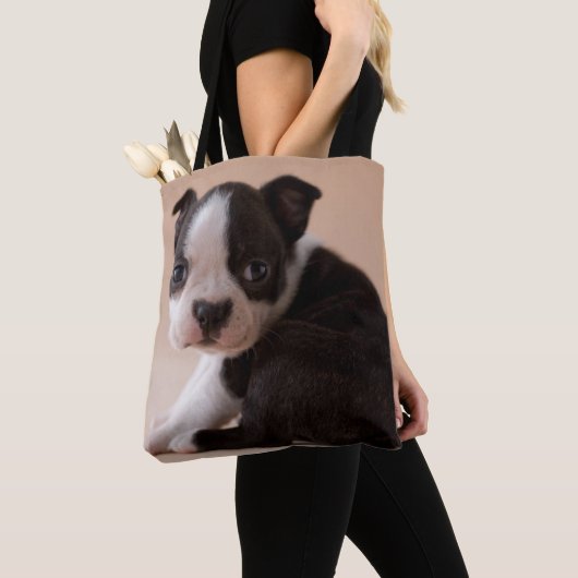 Zeer jonge Boston Terrier Puppy Tote Bag (Dichtbij)