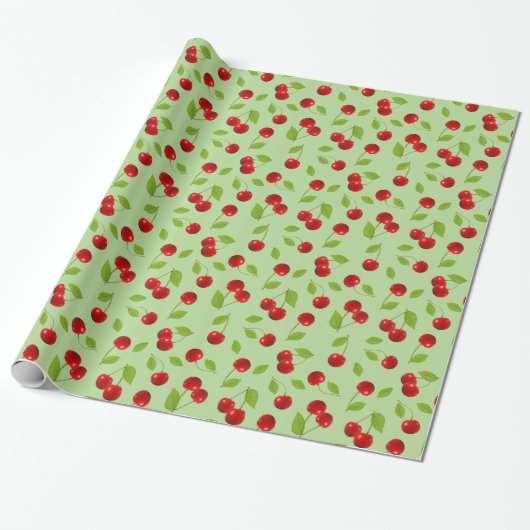 zeer kersen verpakkings papier - in groen (Uitgerold)