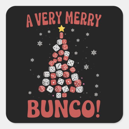 Zeer Kerstmis Bunco Kerstboom Dobbelspel Nacht Vierkante Sticker (Voorkant)