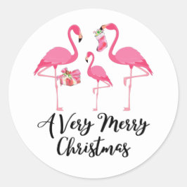 Zeer Kerstmis Flamingo's Vakantie Ronde Sticker