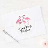 Zeer Kerstmis Flamingo's Vakantie Ronde Sticker (Envelop)