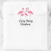 Zeer Kerstmis Flamingo's Vakantie Ronde Sticker (Tas)