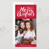 Zeer Kerstmis Fotokaart | Rood Feestdagenkaart (Voorkant / Achterkant)