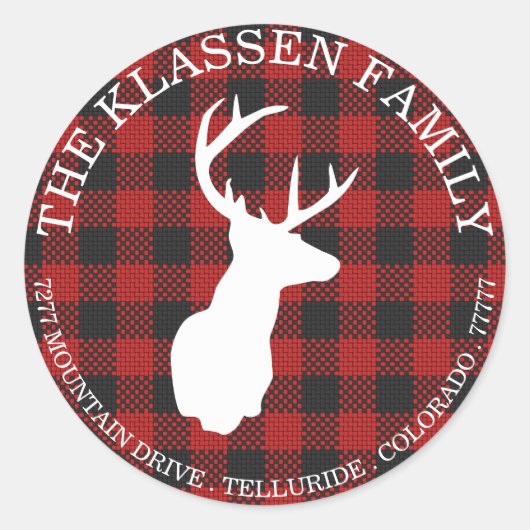 Zeer Kerstmis Plaid | Envelopezegel Ronde Sticker (Voorkant)