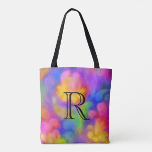 Zeer kleurrijk Abstract Patroon met Monogram Tote Bag
