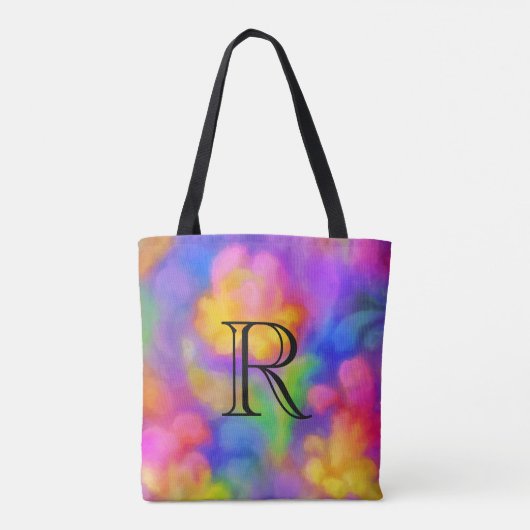Zeer kleurrijk Abstract Patroon met Monogram Tote Bag (Achterkant)