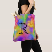 Zeer kleurrijk Abstract Patroon met Monogram Tote Bag (Dichtbij)