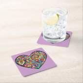 Zeer kleurrijk Mozaïek en Floral Heart Kartonnen Onderzetters (Insitu)