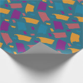 Zeer kleurrijk unevenpatroon cadeaupapier (Hoek)